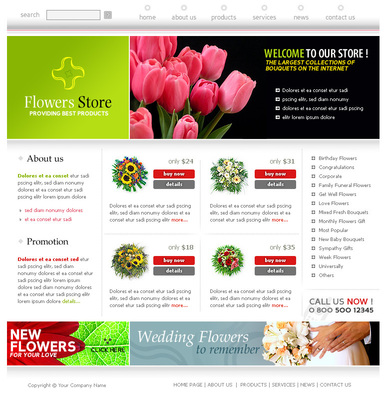 鲜花网站模板,鲜花网站的设计与制作
